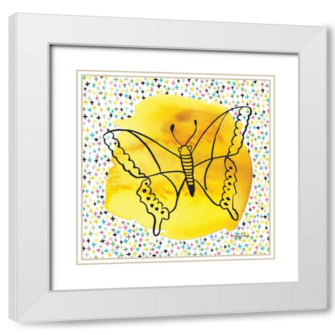 Butterflies Yellow White Modern Wood Framed Art Print with Double Matting by Frazer, Amy