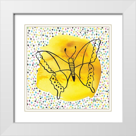 Butterflies Yellow White Modern Wood Framed Art Print with Double Matting by Frazer, Amy