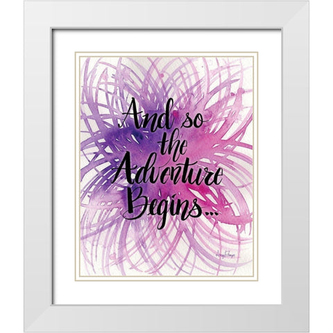 Adventure Begins White Modern Wood Framed Art Print with Double Matting by Frazer, Amy
