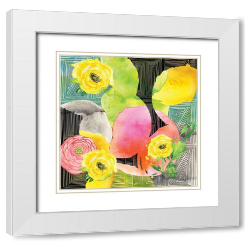Geo Watercolor White Modern Wood Framed Art Print with Double Matting by Frazer, Amy