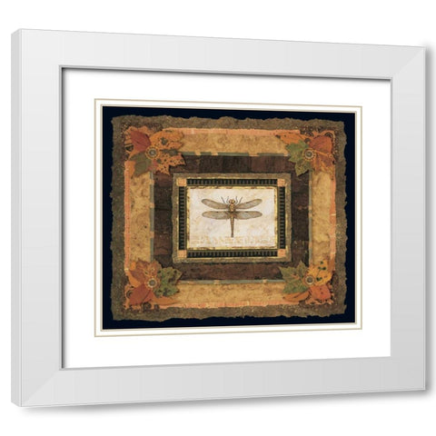 Dragonfly II White Modern Wood Framed Art Print with Double Matting by Gladding, Pamela