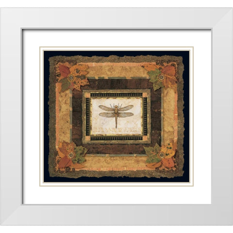 Dragonfly II White Modern Wood Framed Art Print with Double Matting by Gladding, Pamela