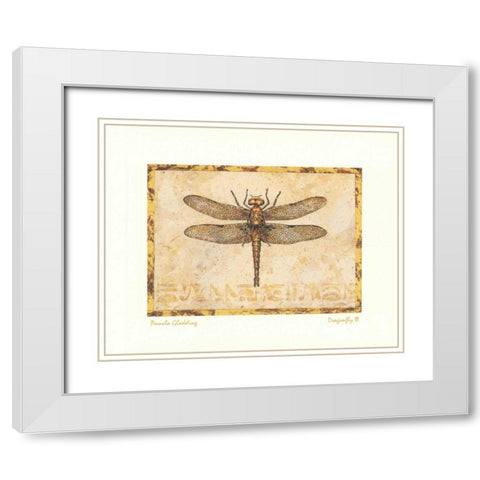 Dragonfly III White Modern Wood Framed Art Print with Double Matting by Gladding, Pamela