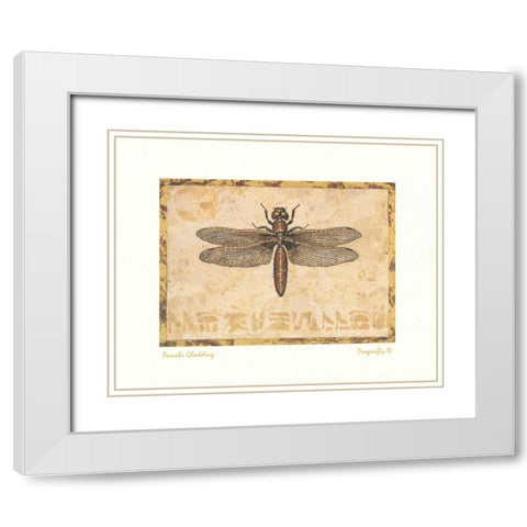 Dragonfly IV White Modern Wood Framed Art Print with Double Matting by Gladding, Pamela