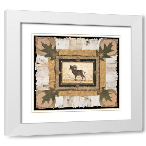 Big Horn Ram White Modern Wood Framed Art Print with Double Matting by Gladding, Pamela