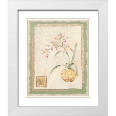 Orchid II White Modern Wood Framed Art Print with Double Matting by Gladding, Pamela