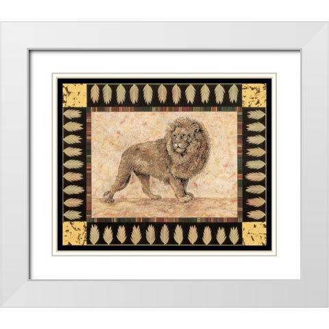Lion White Modern Wood Framed Art Print with Double Matting by Gladding, Pamela