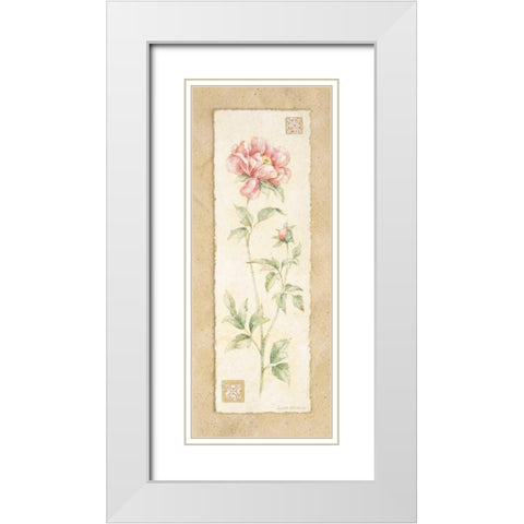 Peony White Modern Wood Framed Art Print with Double Matting by Gladding, Pamela