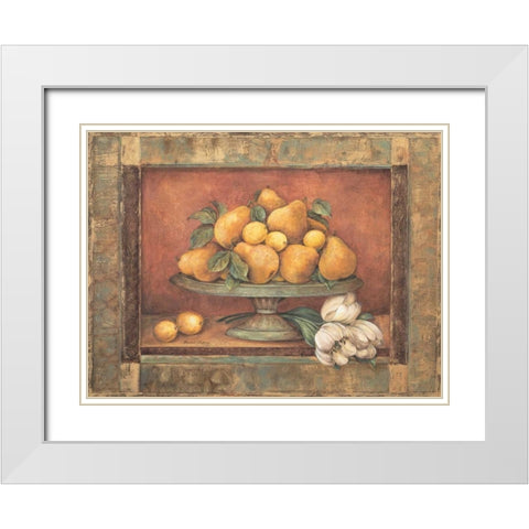 Florentine Pear White Modern Wood Framed Art Print with Double Matting by Gladding, Pamela