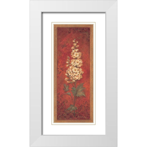 Delphinium White Modern Wood Framed Art Print with Double Matting by Gladding, Pamela