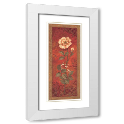 Rose with Babys Breath White Modern Wood Framed Art Print with Double Matting by Gladding, Pamela