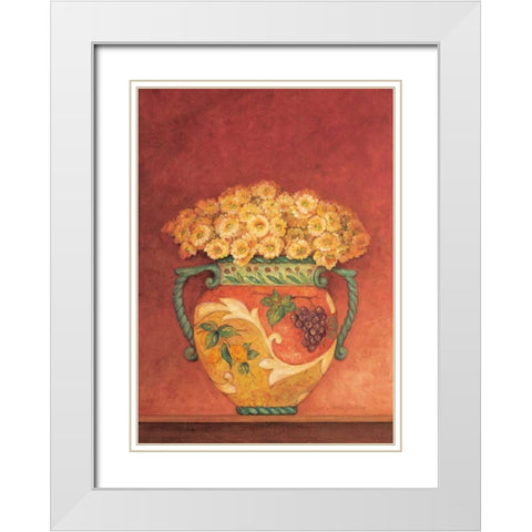 Tuscan Bouquet I White Modern Wood Framed Art Print with Double Matting by Gladding, Pamela