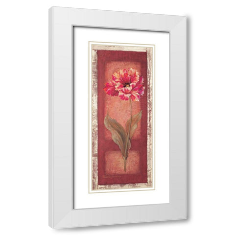 Red Door Tulip White Modern Wood Framed Art Print with Double Matting by Gladding, Pamela