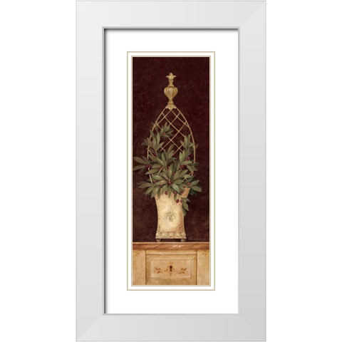 Olive Topiary I White Modern Wood Framed Art Print with Double Matting by Gladding, Pamela