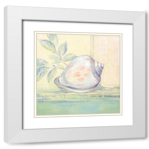 Tranquil Seashells I White Modern Wood Framed Art Print with Double Matting by Gladding, Pamela