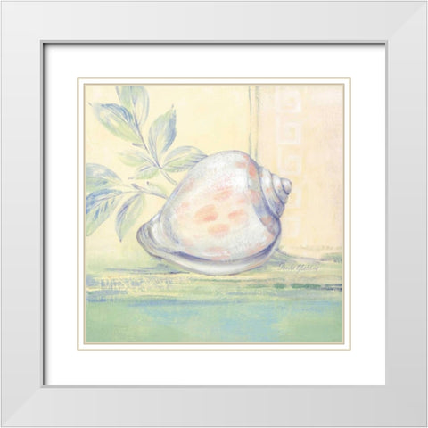 Tranquil Seashells I White Modern Wood Framed Art Print with Double Matting by Gladding, Pamela