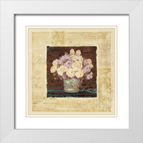 Vintage Rose Yellow White Modern Wood Framed Art Print with Double Matting by Gladding, Pamela
