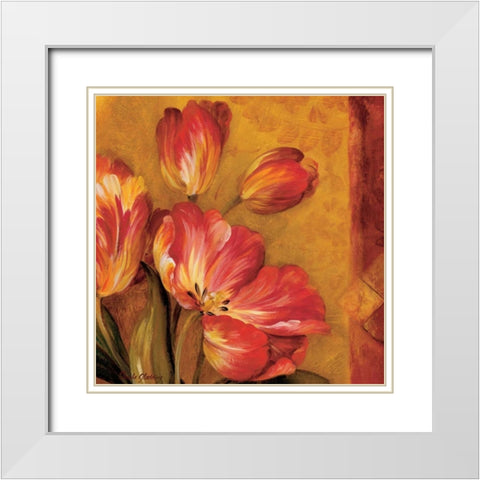 Pandoras Bouquet III White Modern Wood Framed Art Print with Double Matting by Gladding, Pamela