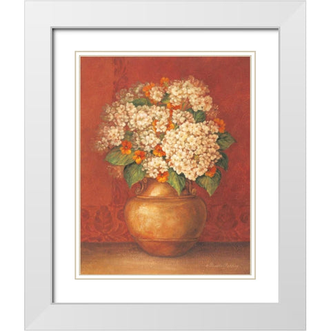 Tuscan Hydrangeas White Modern Wood Framed Art Print with Double Matting by Gladding, Pamela