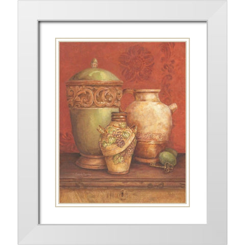 Tuscan Urns I White Modern Wood Framed Art Print with Double Matting by Gladding, Pamela