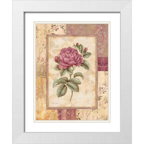 Provence Rose I White Modern Wood Framed Art Print with Double Matting by Gladding, Pamela
