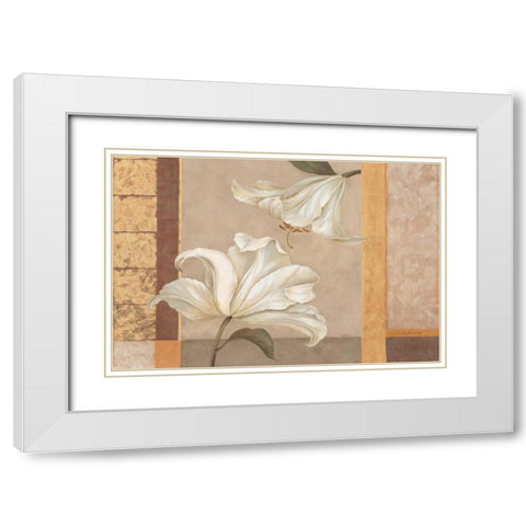 Lily Duet White Modern Wood Framed Art Print with Double Matting by Gladding, Pamela