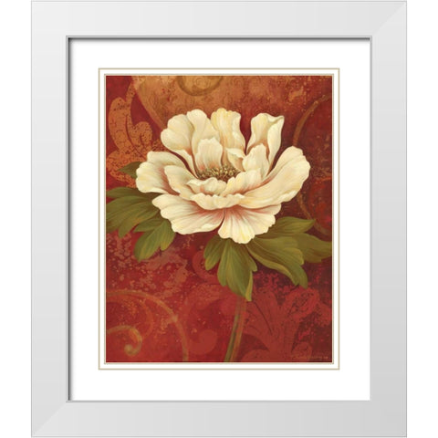 Il Ballo Rosso II White Modern Wood Framed Art Print with Double Matting by Gladding, Pamela