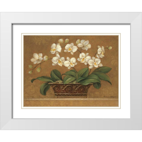 Orchid Tapestry White Modern Wood Framed Art Print with Double Matting by Gladding, Pamela