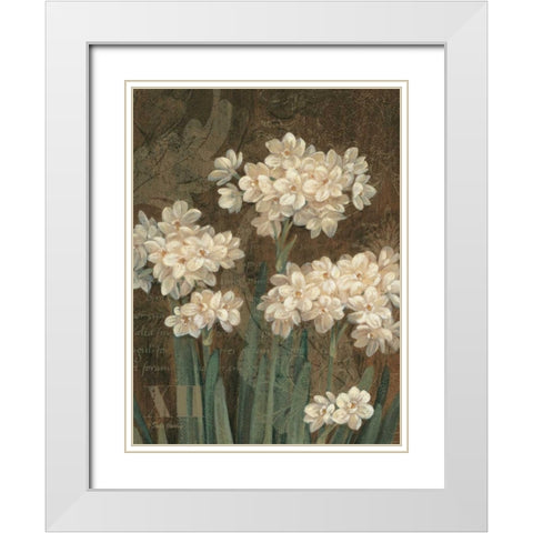 Petit Jardin Narcissus White Modern Wood Framed Art Print with Double Matting by Gladding, Pamela