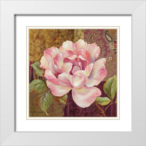 Esperance Rose White Modern Wood Framed Art Print with Double Matting by Gladding, Pamela