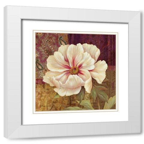 Esperance Peony White Modern Wood Framed Art Print with Double Matting by Gladding, Pamela
