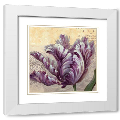 Purple Garden II White Modern Wood Framed Art Print with Double Matting by Gladding, Pamela