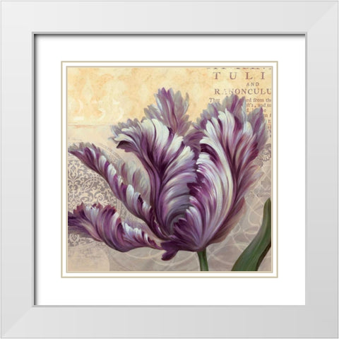 Purple Garden II White Modern Wood Framed Art Print with Double Matting by Gladding, Pamela