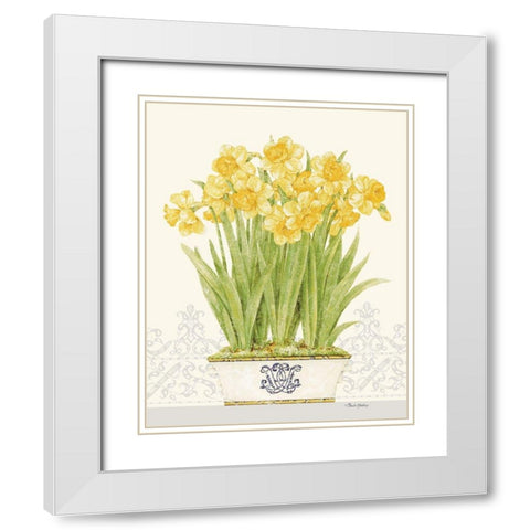 Imperial Daffodils White Modern Wood Framed Art Print with Double Matting by Gladding, Pamela