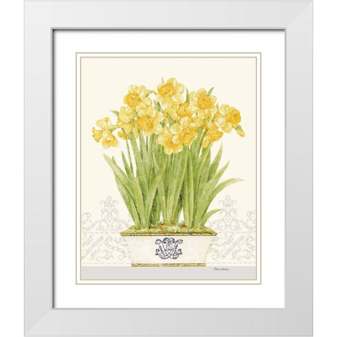 Imperial Daffodils White Modern Wood Framed Art Print with Double Matting by Gladding, Pamela