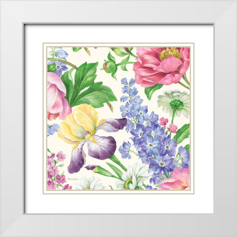 Garden Bouquet II White Modern Wood Framed Art Print with Double Matting by Gladding, Pamela