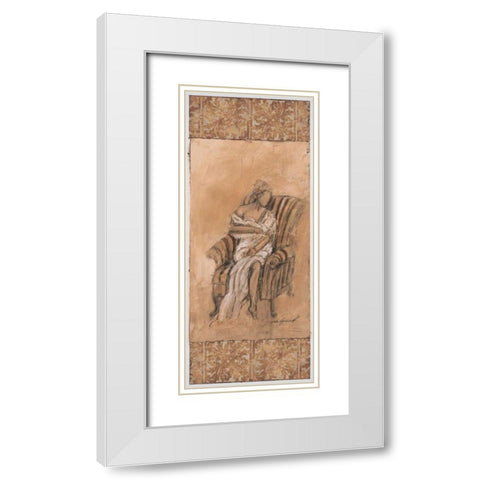 Demure I White Modern Wood Framed Art Print with Double Matting by Gamel, Tara