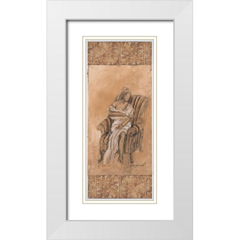 Demure I White Modern Wood Framed Art Print with Double Matting by Gamel, Tara