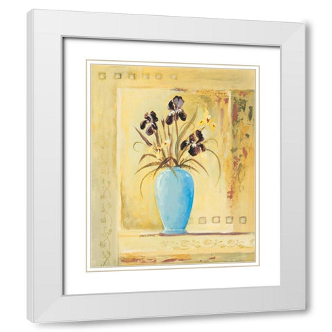 Blue Vase White Modern Wood Framed Art Print with Double Matting by Gorham, Gregory