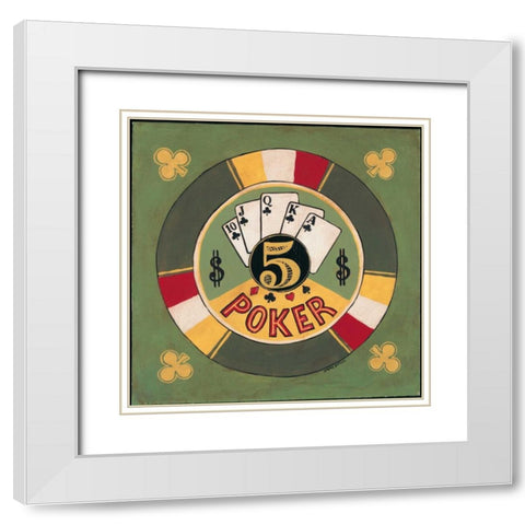 Poker - $5 White Modern Wood Framed Art Print with Double Matting by Gorham, Gregory