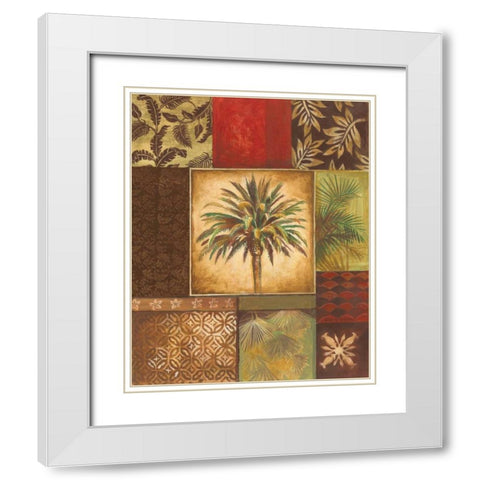 Palm Collage I White Modern Wood Framed Art Print with Double Matting by Gorham, Gregory