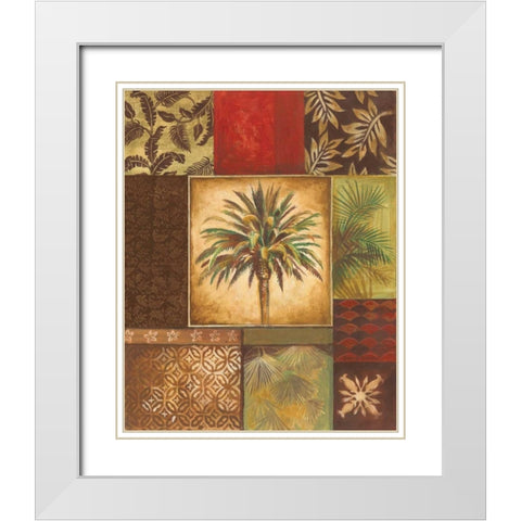 Palm Collage I White Modern Wood Framed Art Print with Double Matting by Gorham, Gregory