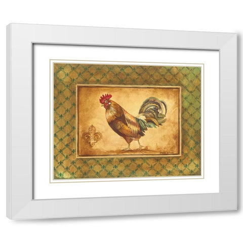 Country Rooster II White Modern Wood Framed Art Print with Double Matting by Gorham, Gregory