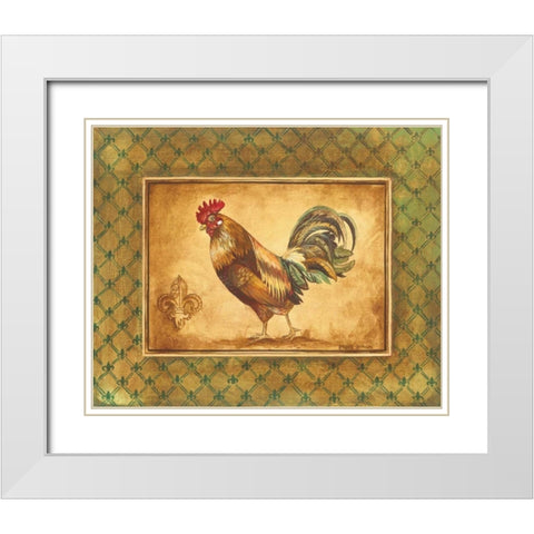 Country Rooster II White Modern Wood Framed Art Print with Double Matting by Gorham, Gregory