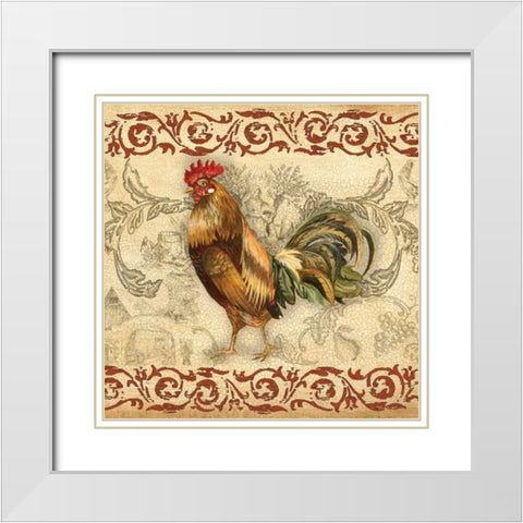 Toile Rooster I White Modern Wood Framed Art Print with Double Matting by Gorham, Gregory