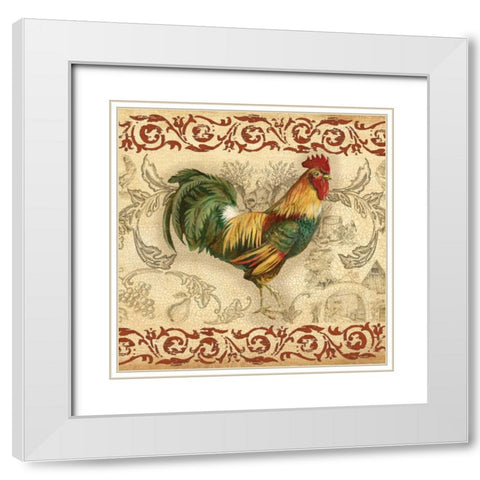 Toile Rooster II White Modern Wood Framed Art Print with Double Matting by Gorham, Gregory