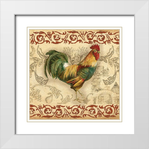 Toile Rooster II White Modern Wood Framed Art Print with Double Matting by Gorham, Gregory