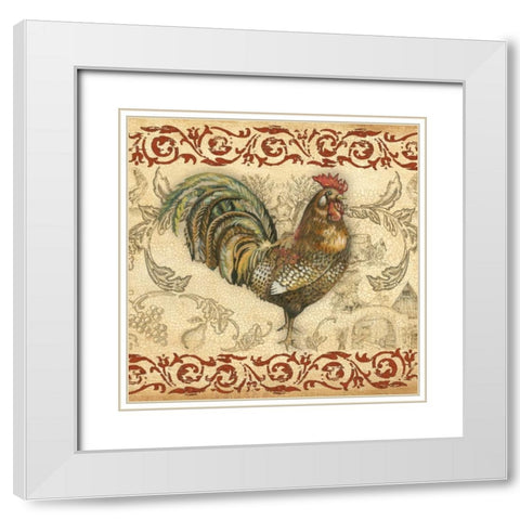 Toile Rooster III White Modern Wood Framed Art Print with Double Matting by Gorham, Gregory