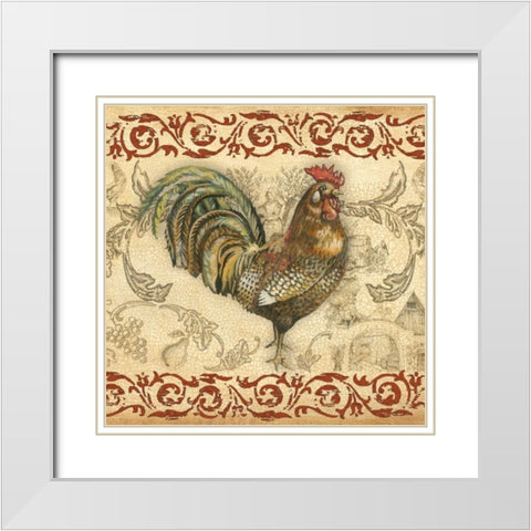 Toile Rooster III White Modern Wood Framed Art Print with Double Matting by Gorham, Gregory
