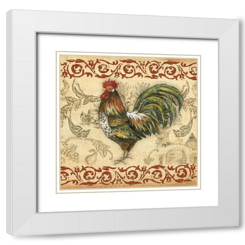 Toile Rooster IV White Modern Wood Framed Art Print with Double Matting by Gorham, Gregory